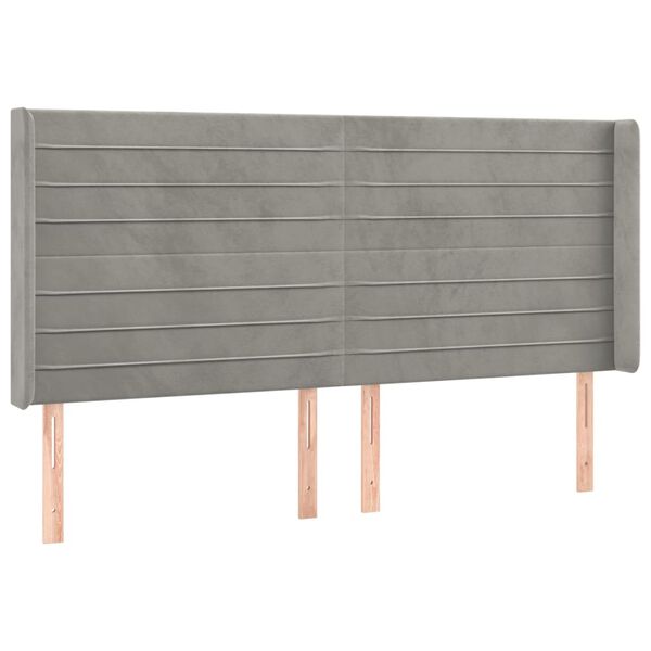vidaXL T&ecirc;te de lit avec oreilles Gris clair 183x16x118/128 cm Velours