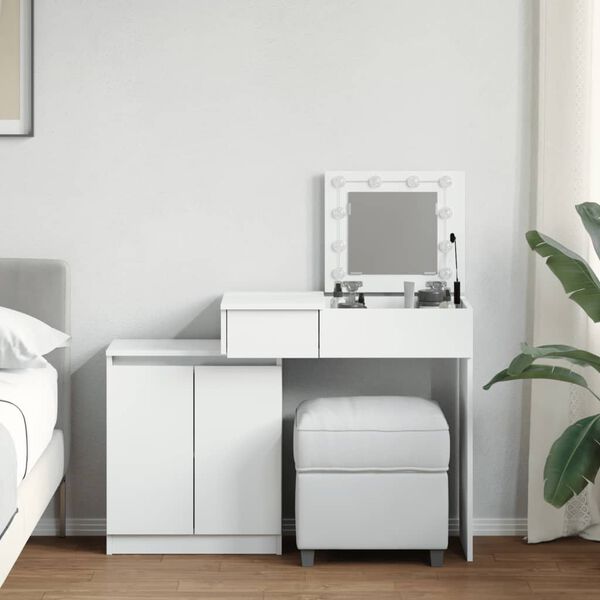 vidaXL Coiffeuse avec LED blanc 115x37x110,5 cm