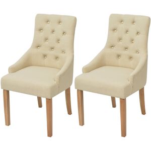 vidaXL Chaises &agrave; manger lot de 2 cr&egrave;me tissu