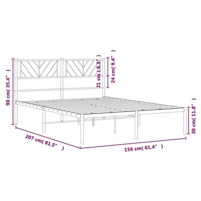 vidaXL Cadre de lit métal sans matelas avec tête de lit noir 150x200cm