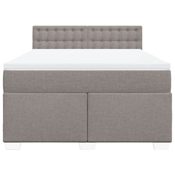 vidaXL Sommier &agrave; lattes de lit avec matelas Taupe 160x200 cm Tissu