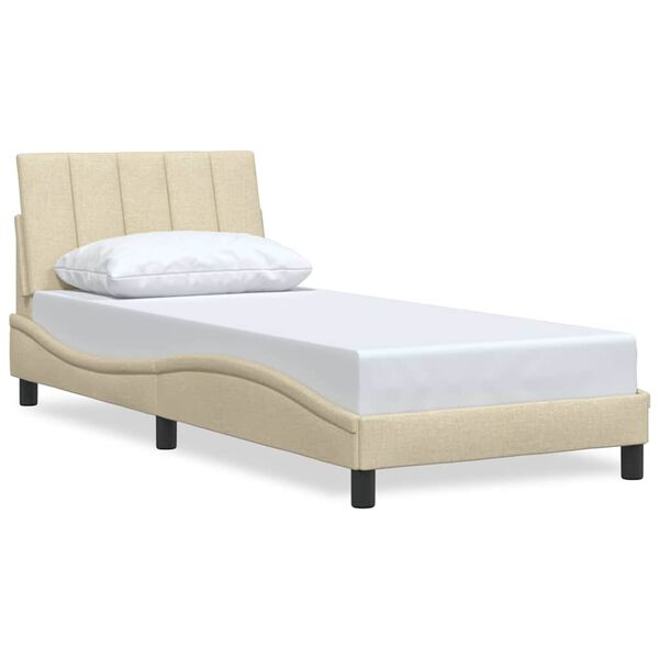 vidaXL Cadre de lit sans matelas Hanko cr&egrave;me 90x190 cm tissu