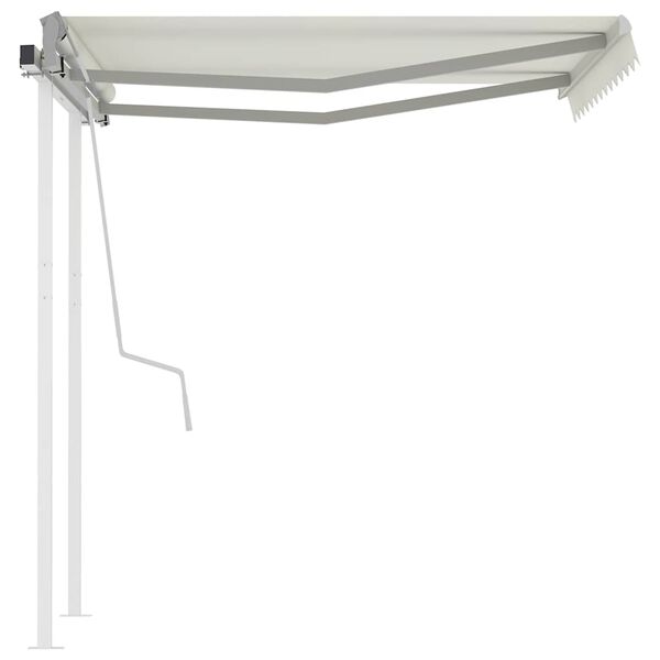 vidaXL Auvent manuel r&eacute;tractable avec poteaux 3x2,5 m Cr&egrave;me