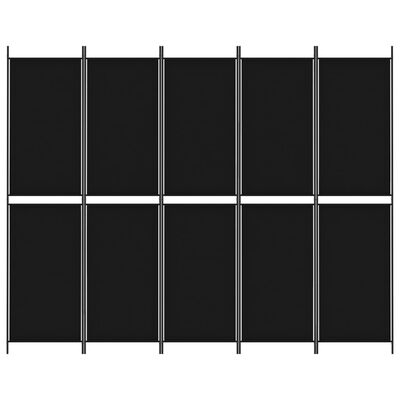 vidaXL Cloison de séparation 5 panneaux Noir 250x200 cm Tissu