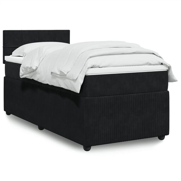 vidaXL Sommier &agrave; lattes de lit avec matelas Noir 90x190 cm Velours
