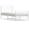vidaXL Cadre de lit m&eacute;tal sans matelas et pied de lit blanc 107x203 cm