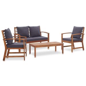 vidaXL Salon de jardin 4 pcs avec coussins Bois d'acacia solide