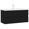 vidaXL Armoire d'&eacute;vier avec lavabo int&eacute;gr&eacute; noir bois d'ing&eacute;nierie