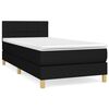 vidaXL Sommier &agrave; lattes de lit avec matelas Noir 90x190 cm Tissu