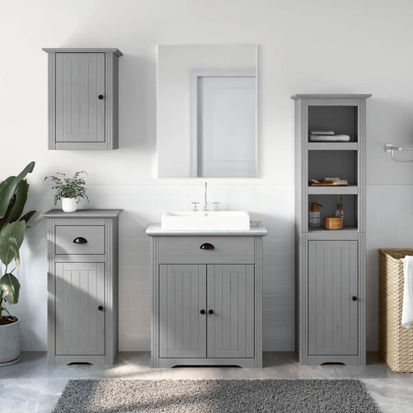 vidaXL Meubles de salle de bain 4 pcs BODO gris bois de pin massif