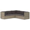 vidaXL Salon de jardin 5 pcs avec coussins Gris R&eacute;sine tress&eacute;e