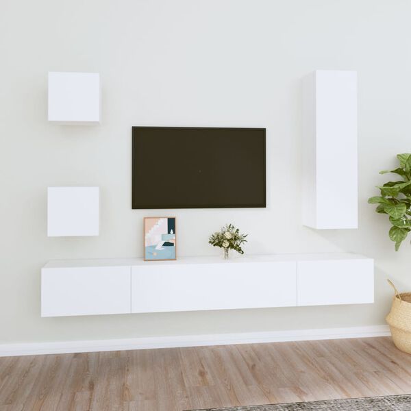 vidaXL Ensemble de meubles TV 5 pcs Blanc Bois d'ing&eacute;nierie
