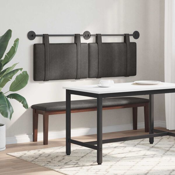 vidaXL T&ecirc;te de lit suspendue Uni Noir 150 x 55 x 5 cm PU antique