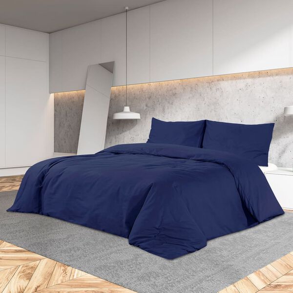 vidaXL Ensemble de housse de couette Bleu marine 240x220 cm Coton
