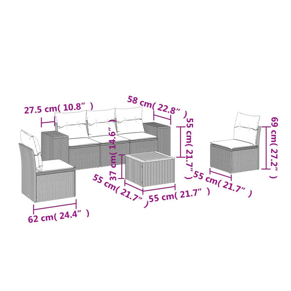vidaXL Salon de jardin avec coussins 6 pcs beige r&eacute;sine tress&eacute;e