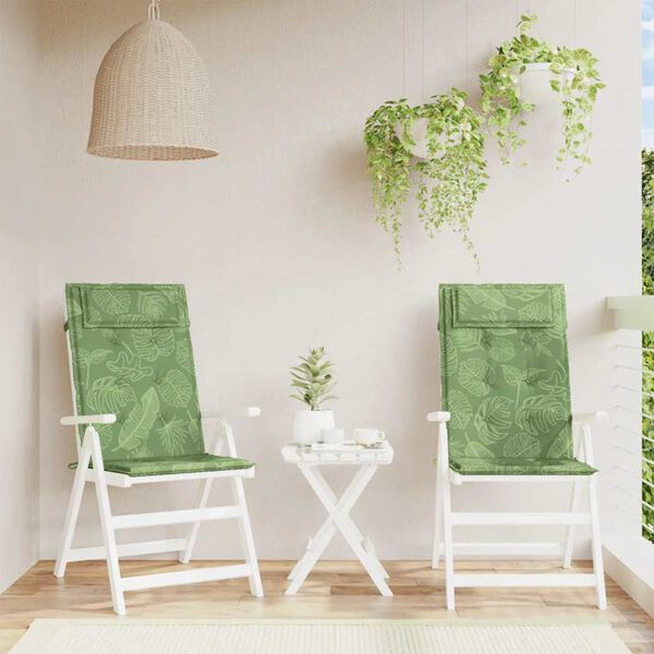 vidaXL Coussins de chaise &agrave; dossier haut lot de 2 mod&egrave;le de feuille