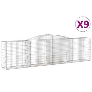 vidaXL Paniers &agrave; gabions arqu&eacute;s 9 pcs 400x50x100/120 cm Fer galvanis&eacute;