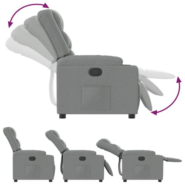 vidaXL Fauteuil inclinable Gris clair Tissu