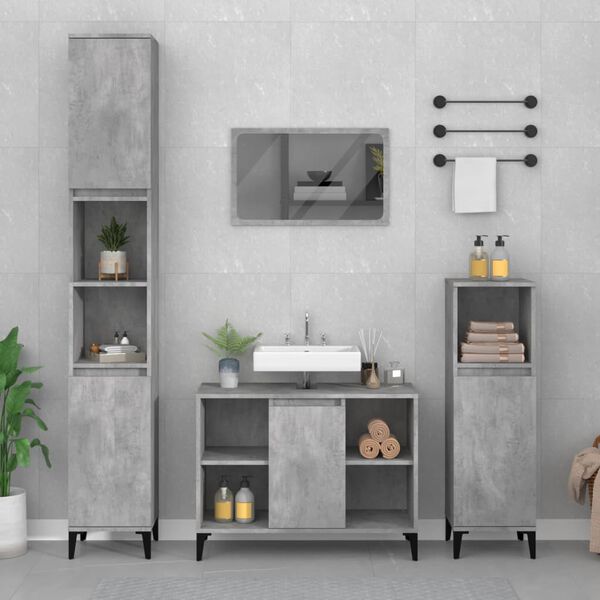 vidaXL Ensemble de meubles de salle de bain 2 pcs gris b&eacute;ton