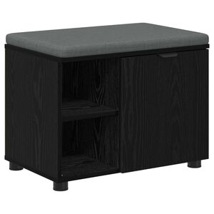 vidaXL Banc d'entr&eacute;e avec coussin Uni Ch&ecirc;ne noir 60 x 38 x 46 cm