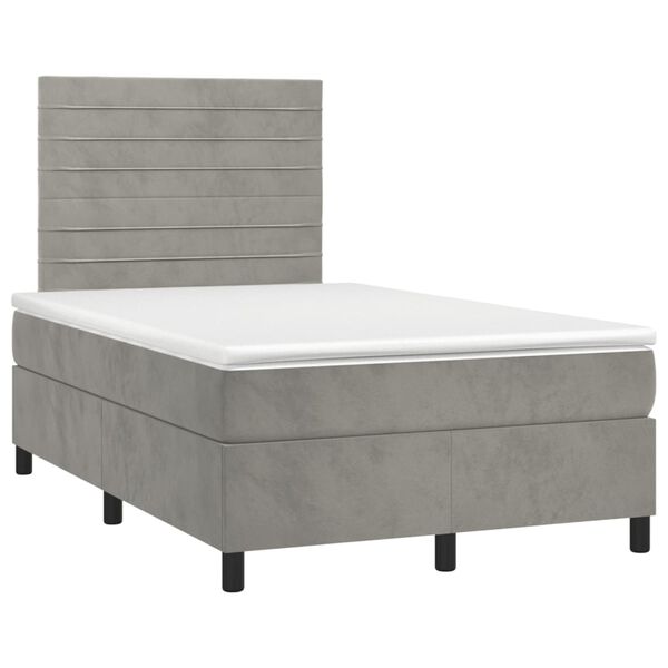 vidaXL Sommier &agrave; lattes de lit et matelas Gris clair 120x200cm Velours