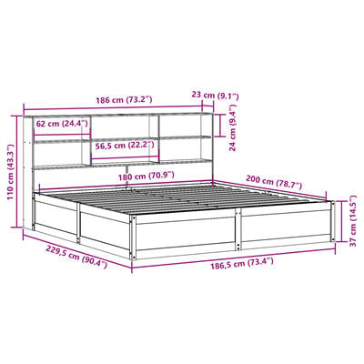 vidaXL Cadre de lit sans matelas blanc 180x200 cm bois massif de pin