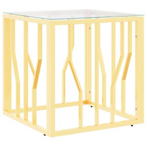 vidaXL Table basse doré 50x50x50 cm acier inoxydable et verre