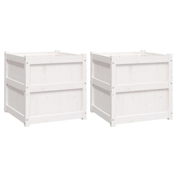 vidaXL Jardini&egrave;res 2 pcs blanc bois de pin massif
