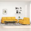 vidaXL Ensemble de canap&eacute;s 2 pcs avec coussins Jaune clair Tissu