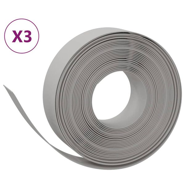 vidaXL Bordures de jardin 3 pcs gris 10 m 15 cm poly&eacute;thyl&egrave;ne