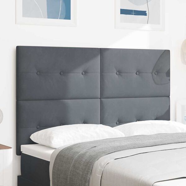 vidaXL T&ecirc;te de lit avec t&ecirc;te de lit Gris fonc&eacute; 144 cm Cuir synth&eacute;tique