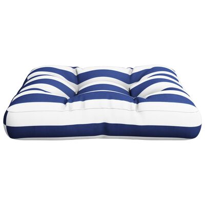 vidaXL Coussin de palette rayure bleue/blanche 58x58x10 cm tissu