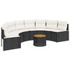 vidaXL Canap&eacute; de jardin table coussins demi-rond noir r&eacute;sine tress&eacute;e