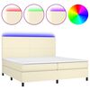 vidaXL Sommier &agrave; lattes de lit avec matelas et LED Cr&egrave;me 200x200 cm