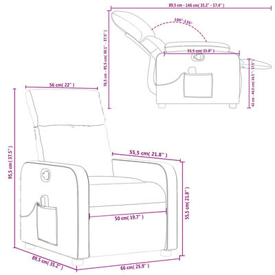 vidaXL Fauteuil de massage inclinable Taupe Tissu