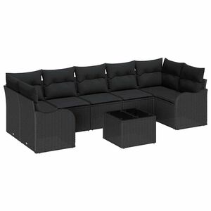 vidaXL Ensemble de canap&eacute; de jardin 8 pc 7-Nombre de places Noir
