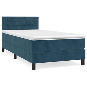 vidaXL Sommier &agrave; lattes de lit et matelas Bleu fonc&eacute; 80x200 cm Velours