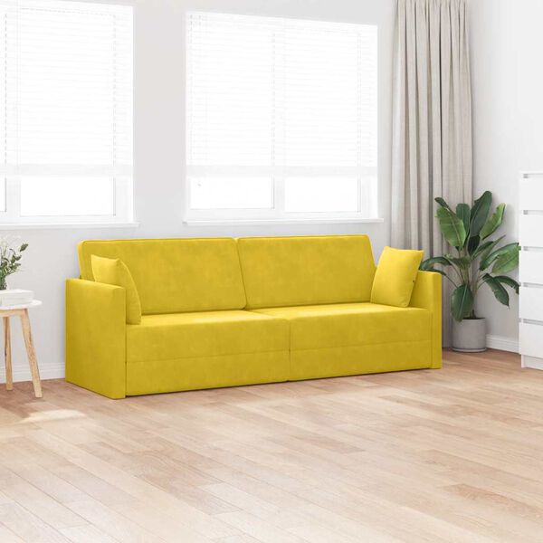vidaXL Canap&eacute;-lit au sol 200cm Jaune Velours