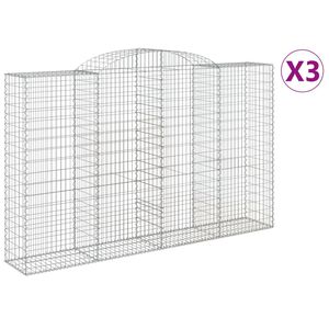 vidaXL Paniers &agrave; gabions arqu&eacute;s 3 pcs 300x50x180/200 cm fer galvanis&eacute;