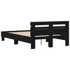 vidaXL Cadre de lit avec LED Ch&ecirc;ne noir 135 x 190 cm Bois d'ing&eacute;nierie
