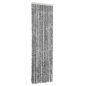 vidaXL Rideau anti-mouches gris et noir et blanc 56x200 cm chenille