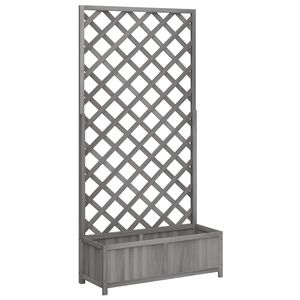 vidaXL Jardini&egrave;re avec treillis gris 90x35x180 cm bois massif de sapin