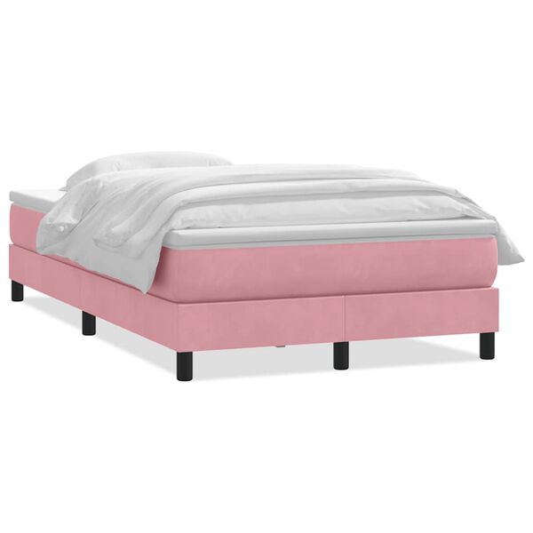 vidaXL Sommier à lattes de lit avec matelas rose 120x210 cm velours
