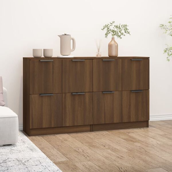 vidaXL Buffets 2 pcs ch&ecirc;ne marron 60x30x70 cm Bois d'ing&eacute;nierie