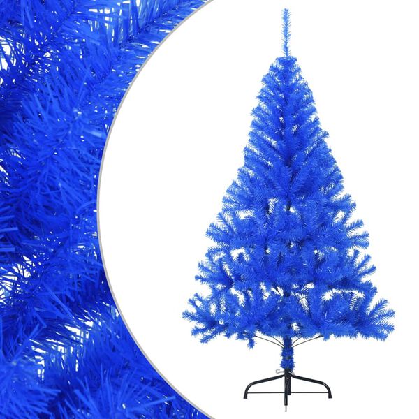 vidaXL Demi sapin de No&euml;l artificiel avec support Bleu 120 cm PVC