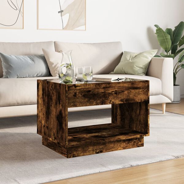 vidaXL Table basse avec LED infini ch&ecirc;ne fum&eacute; 70x50x50 cm