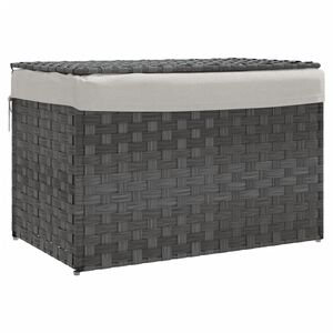 vidaXL Panier &agrave; linge avec couvercle gris 55,5x35x34 cm r&eacute;sine tress&eacute;e