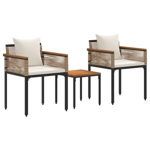 vidaXL Ensemble de meubles d'ext&eacute;rieur Beige et blanc cr&egrave;me polyrotin