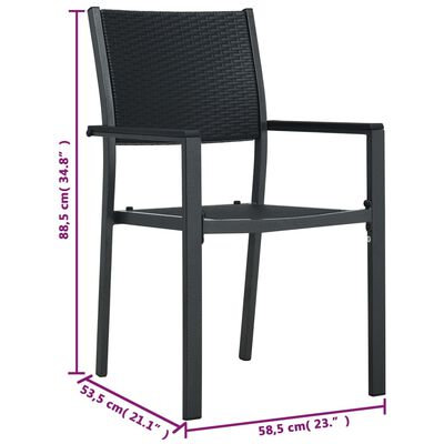 vidaXL Chaises de jardin lot de 2 Noir Plastique Aspect de rotin