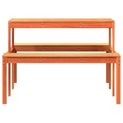 vidaXL Table de pique-nique cire marron 110x134x75 cm bois massif pin